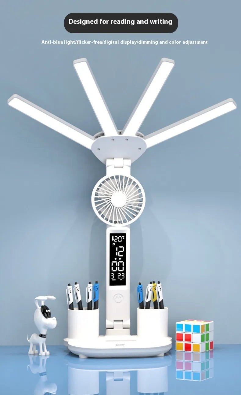 Work Smarter with the 3-in-1 LED Desk Lamp, Fan & Clock