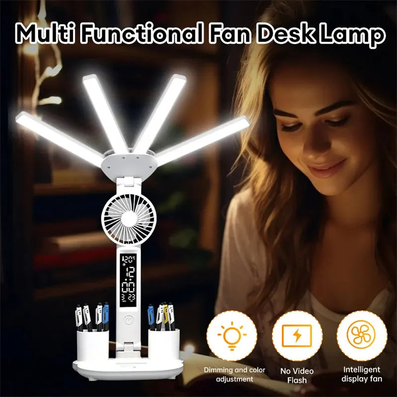 Work Smarter with the 3-in-1 LED Desk Lamp, Fan & Clock