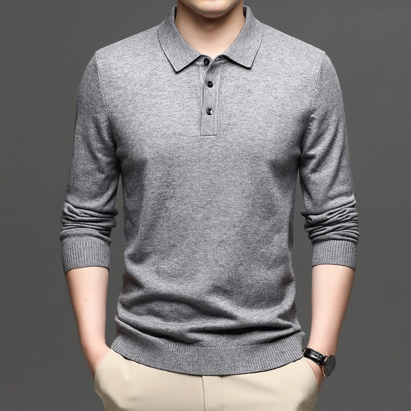 Effortless Smart-Casual — Men's Lapel Knit Pullover Sweater