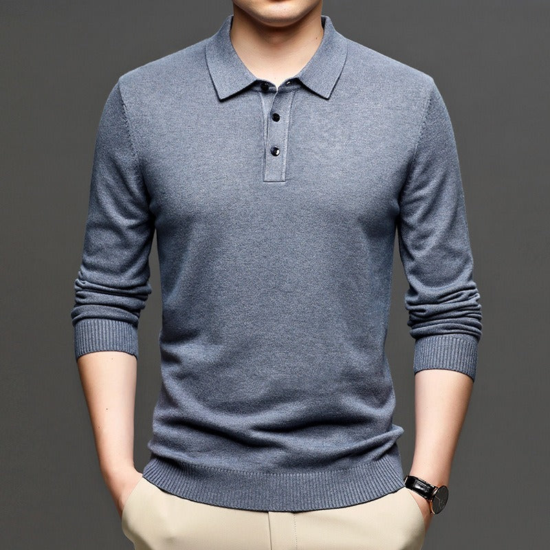 Effortless Smart-Casual — Men's Lapel Knit Pullover Sweater