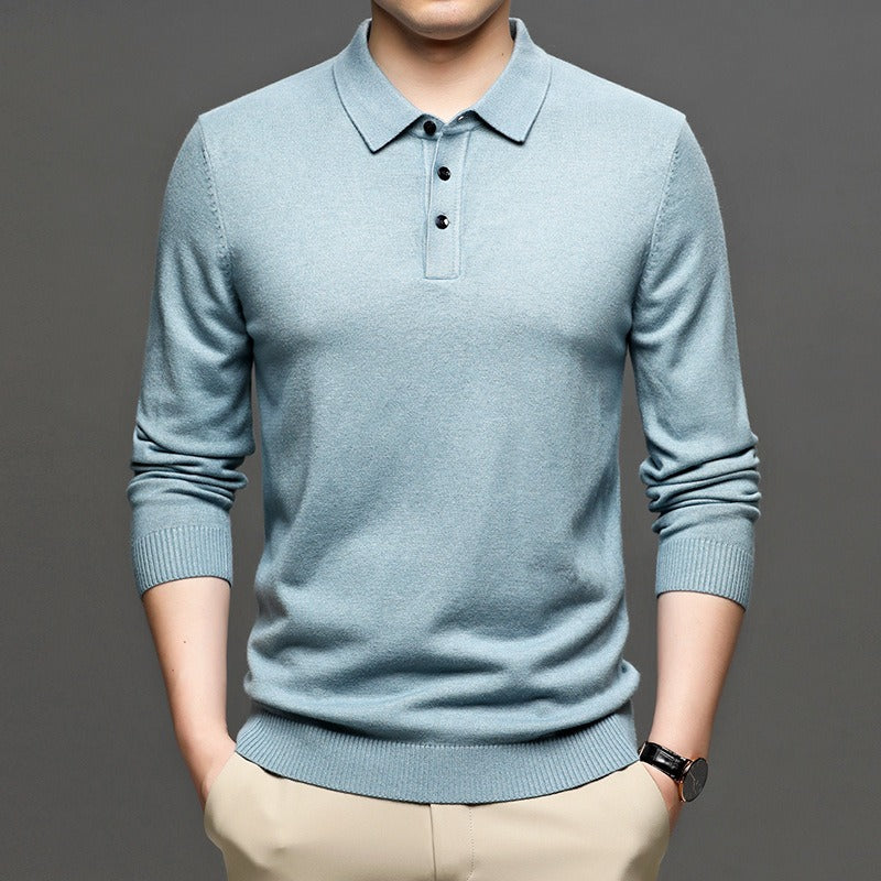 Effortless Smart-Casual — Men's Lapel Knit Pullover Sweater