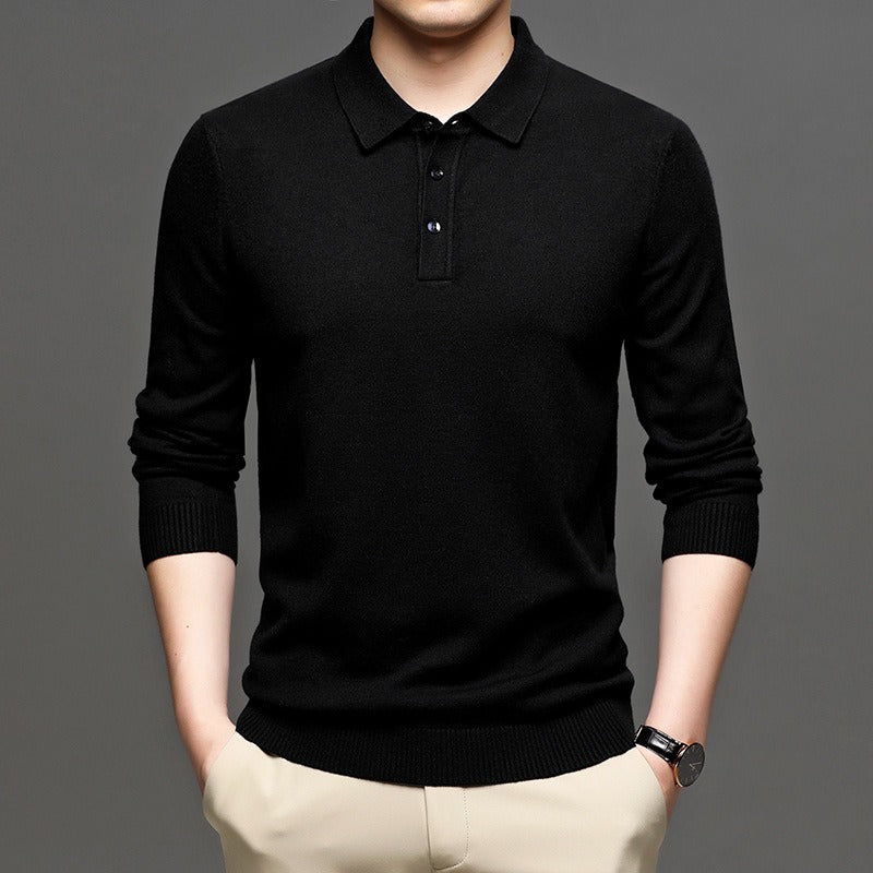 Effortless Smart-Casual — Men's Lapel Knit Pullover Sweater