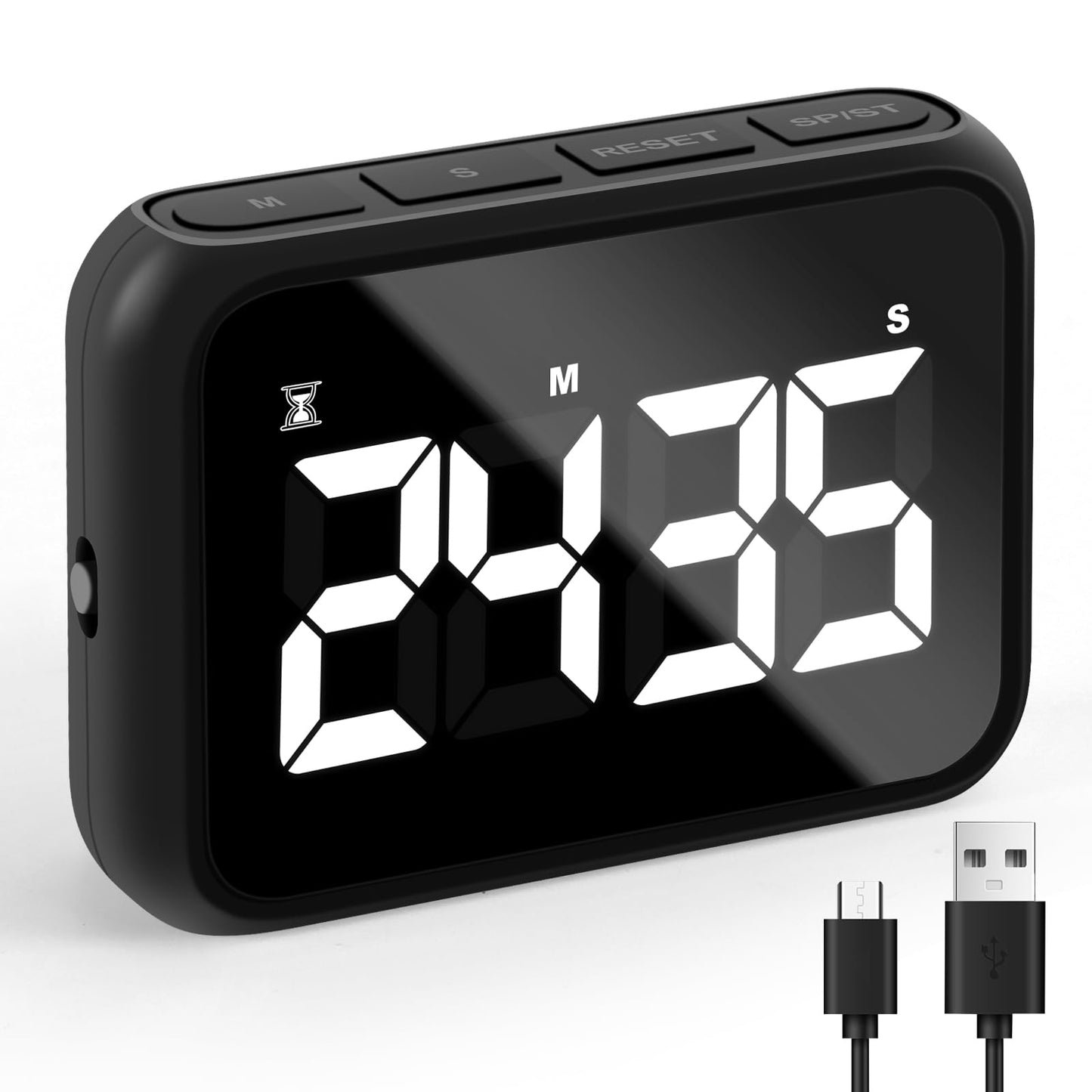 USB Rechargeable Loud Digital Kitchen Timer with Large LCD Display & Adjustable Loud Alarm - Digital Timer Egg Timer Kitchen Timers for Cooking Timer for Kids- Ideal Magnetic Timer - Desk Timer