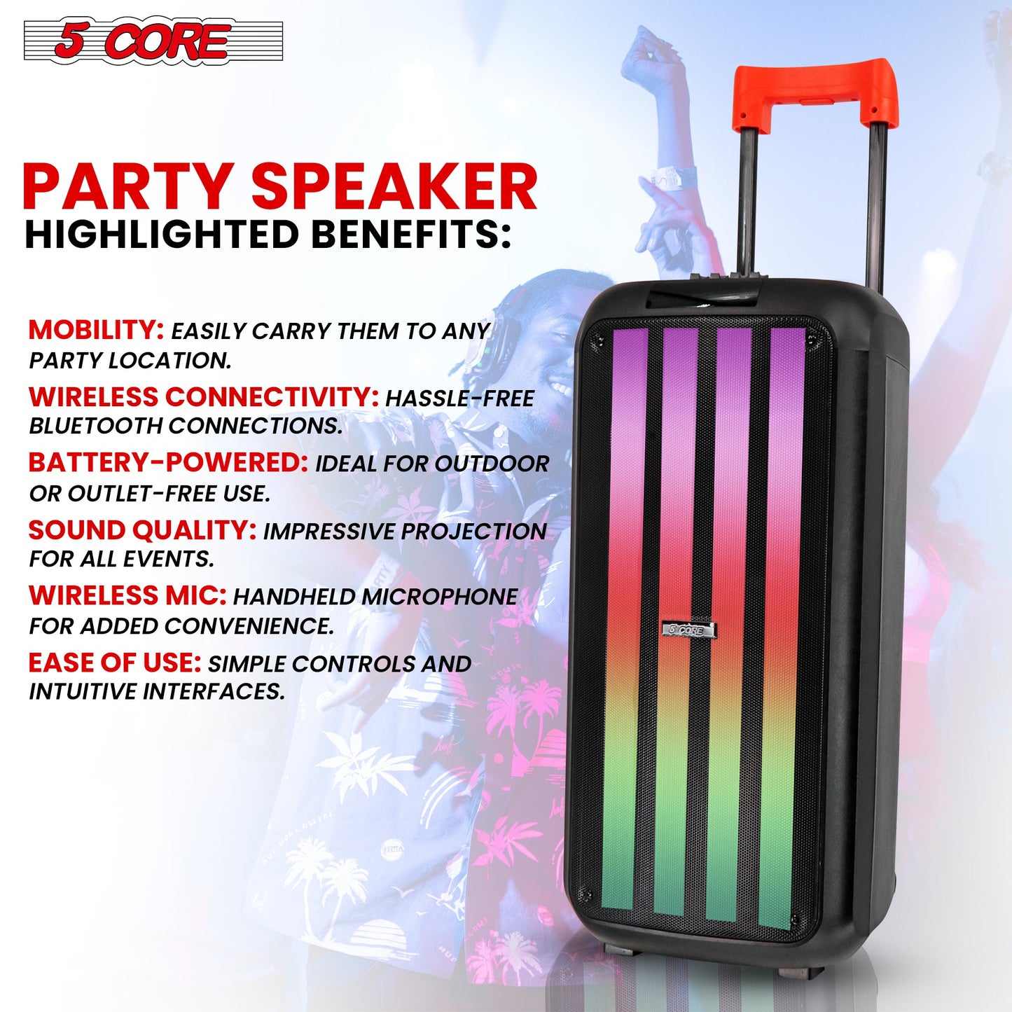 Be the Life of the Party with the 5Core Bluetooth Karaoke Party Speaker