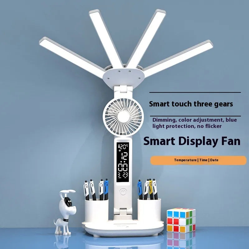Work Smarter with the 3-in-1 LED Desk Lamp, Fan & Clock