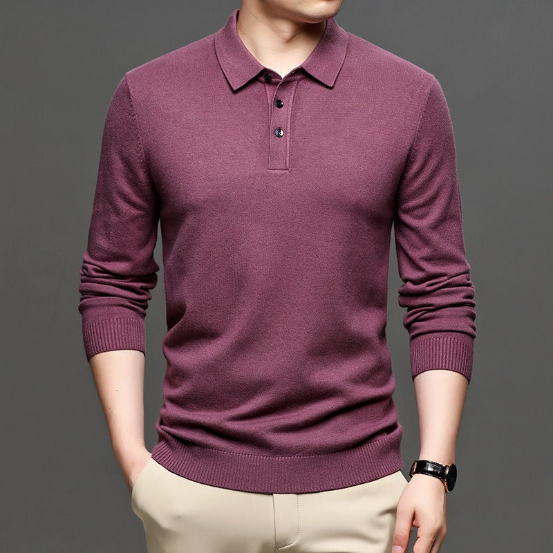 Effortless Smart-Casual — Men's Lapel Knit Pullover Sweater