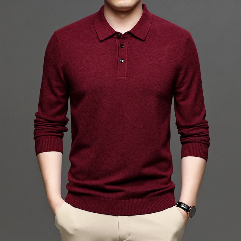 Effortless Smart-Casual — Men's Lapel Knit Pullover Sweater