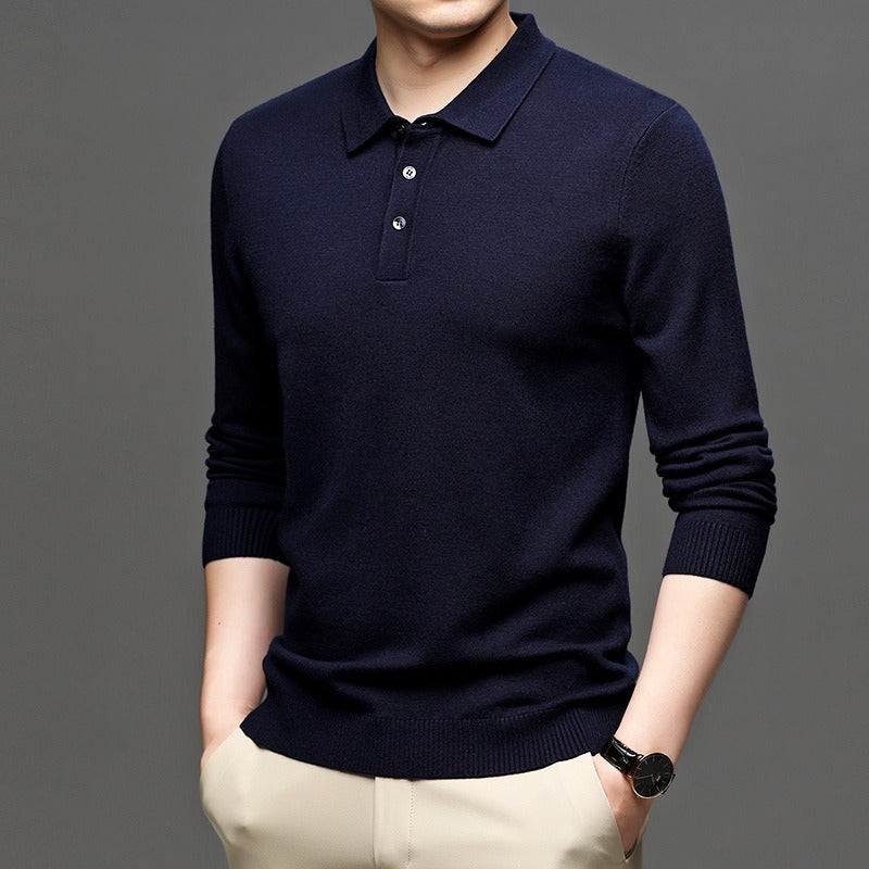 Effortless Smart-Casual — Men's Lapel Knit Pullover Sweater