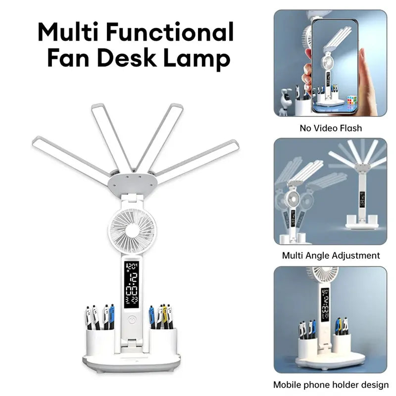 Work Smarter with the 3-in-1 LED Desk Lamp, Fan & Clock